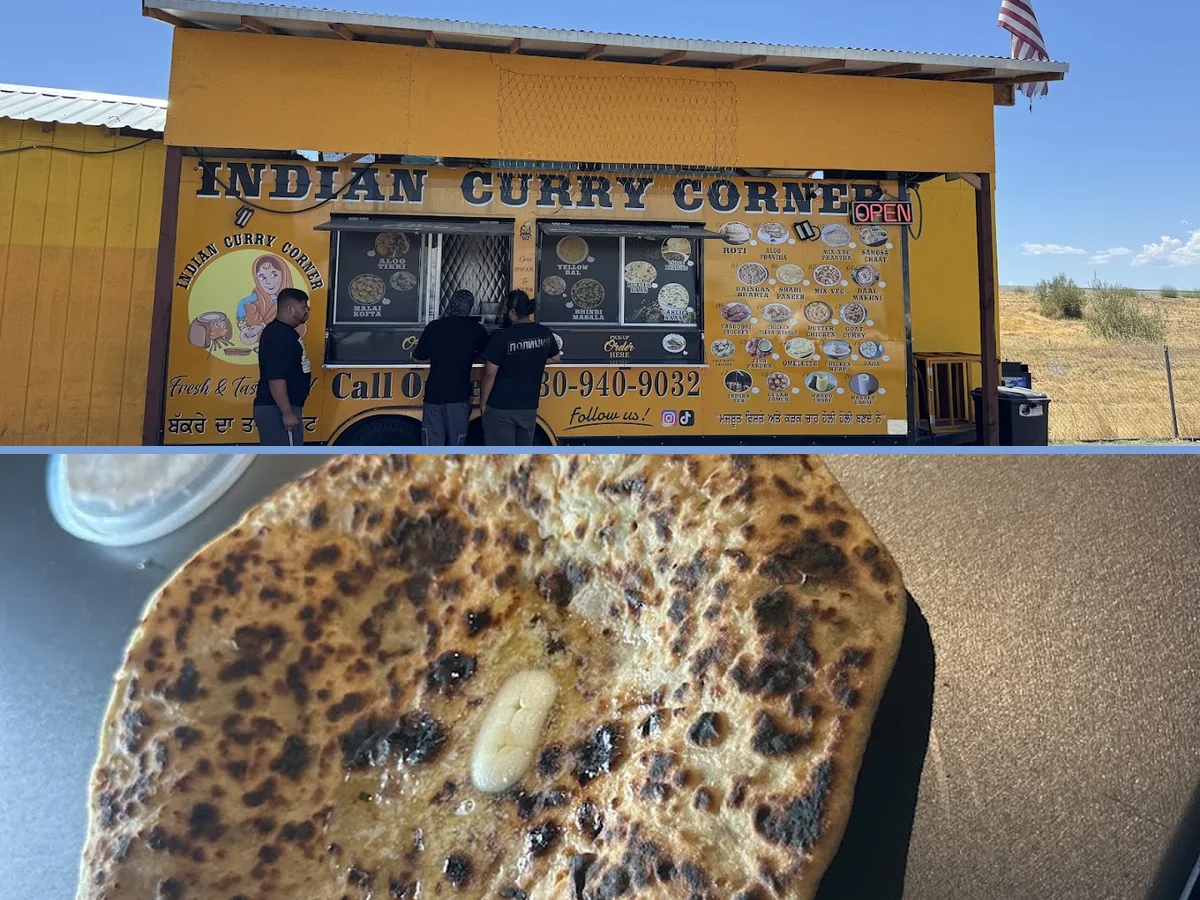 Indian dishes on a casual restaurant table.